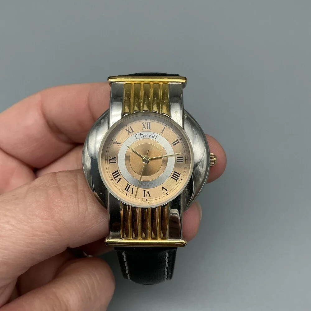 Cheval Design Studio Womens Watch 31mm Two Tone Black Leather New Battery